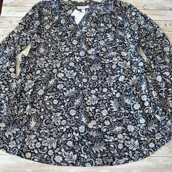 New! ISABEL MATERNITY Floral Print Ruffle Blouse Long Sleeve Sz Small Side Ties - Picture 2 of 15
